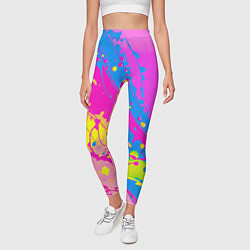 Леггинсы женские Яркая абстракция из розовых и голубых красок, цвет: 3D-принт — фото 2