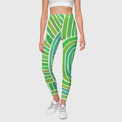 Леггинсы женские Абстрактный узор зеленый, цвет: 3D-принт — фото 2