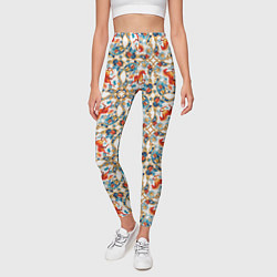 Леггинсы женские Орнамент с лошадью - символом Нового 2026 года, цвет: 3D-принт — фото 2