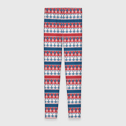 Женские легинсы Скандинавский красно синий новогодний орнамент