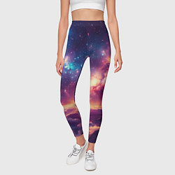 Леггинсы женские Фантастический космос вид с планеты, цвет: 3D-принт — фото 2