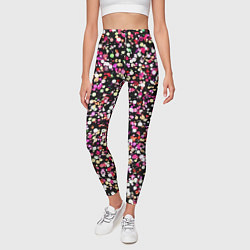 Леггинсы женские Тёмно-розовый абстрактный в мелкую крапинку, цвет: 3D-принт — фото 2
