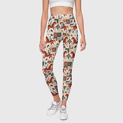 Леггинсы женские Винтажные коты всадники на лошади, цвет: 3D-принт — фото 2