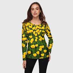 Лонгслив женский Жёлтые тюльпаны, цвет: 3D-принт — фото 2