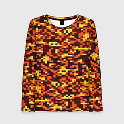 Лонгслив женский Камуфляж пиксельный: оранжевый/желтый, цвет: 3D-принт