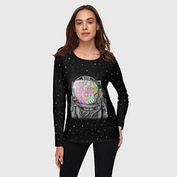 Лонгслив женский Цветочный астонавт, цвет: 3D-принт — фото 2