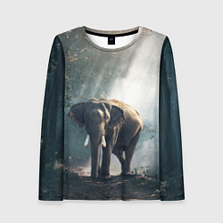 Лонгслив женский Слон в лесу, цвет: 3D-принт