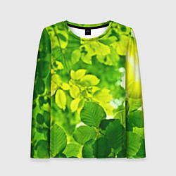 Лонгслив женский Зелёные листья, цвет: 3D-принт