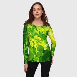 Лонгслив женский Зелёные листья, цвет: 3D-принт — фото 2