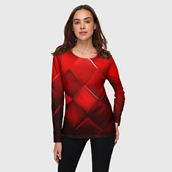Лонгслив женский Red squares, цвет: 3D-принт — фото 2