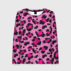 Лонгслив женский Розовый леопард, цвет: 3D-принт