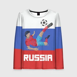 Лонгслив женский Russia Footballer, цвет: 3D-принт
