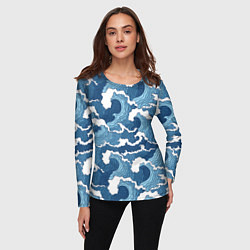 Лонгслив женский Морские волны графика, цвет: 3D-принт — фото 2