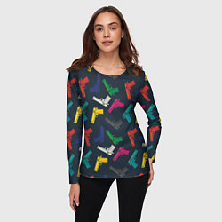 Лонгслив женский Разноцветные пистолеты, цвет: 3D-принт — фото 2