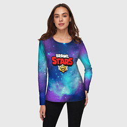 Лонгслив женский BRAWL STARS лого в космосе, цвет: 3D-принт — фото 2