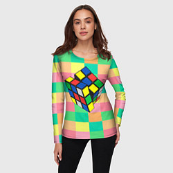 Лонгслив женский Кубик Рубика, цвет: 3D-принт — фото 2