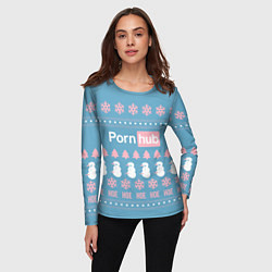 Лонгслив женский Pornhub - christmas sweater, цвет: 3D-принт — фото 2