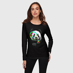 Лонгслив женский Панда и мыльный пузырь, цвет: 3D-принт — фото 2
