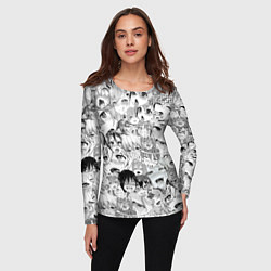 Лонгслив женский Ahegao monochrome, цвет: 3D-принт — фото 2