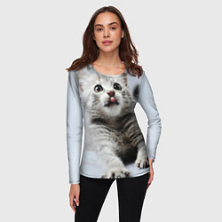 Лонгслив женский Серый котенок, цвет: 3D-принт — фото 2