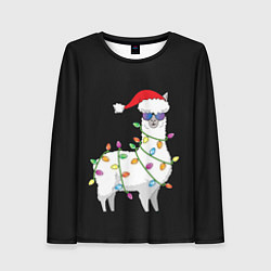 Лонгслив женский Рождественская Лама, цвет: 3D-принт