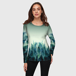 Лонгслив женский Акварельный лес градиент, цвет: 3D-принт — фото 2