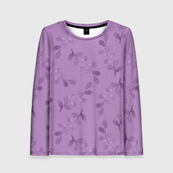 Лонгслив женский Листья на фиолетовом фоне, цвет: 3D-принт