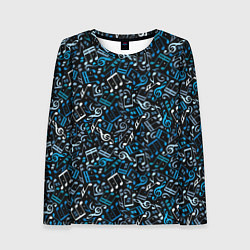 Лонгслив женский Ноты, цвет: 3D-принт