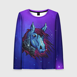 Лонгслив женский Retrowave Neon Horse, цвет: 3D-принт