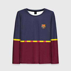 Лонгслив женский FC Barcelona Flag and team Logo 202122, цвет: 3D-принт