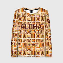 Лонгслив женский АЛОХА ГАВАЙИ, ALOHA, SUMMER, цвет: 3D-принт