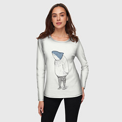 Лонгслив женский Акула в свитере, цвет: 3D-принт — фото 2