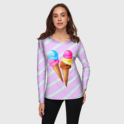 Лонгслив женский Мороженое графический фон, цвет: 3D-принт — фото 2