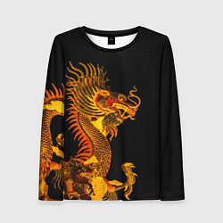Лонгслив женский Золотой китайский дракон, цвет: 3D-принт