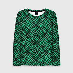 Лонгслив женский Абстрактный зелено-черный узор, цвет: 3D-принт