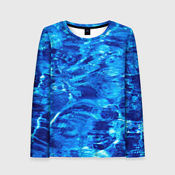 Лонгслив женский Голубая Вода Текстура, цвет: 3D-принт