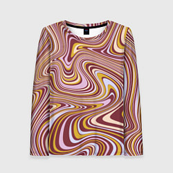 Лонгслив женский Красно-золотые разводы красок паттерн, цвет: 3D-принт