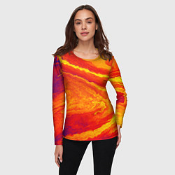 Лонгслив женский ПЯТНО ЮПИТЕРА ОРАНЖЕВЫЙ ГРАНЖ, цвет: 3D-принт — фото 2