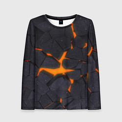 Лонгслив женский ТРЕЩИНЫ ЗЕМЛИ 3D CRACKS НЕОН, цвет: 3D-принт