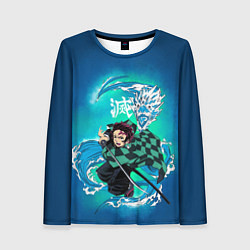 Лонгслив женский Тандзиро Камадо с мечом, цвет: 3D-принт