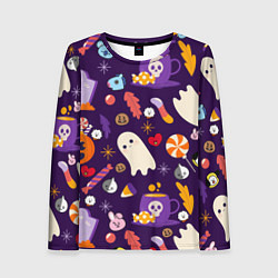 Лонгслив женский HALLOWEEN BTS BT21 PATTERN БТ21 БТС ХЕЛЛОУИН, цвет: 3D-принт