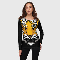 Лонгслив женский Суровый взгляд тигра, цвет: 3D-принт — фото 2