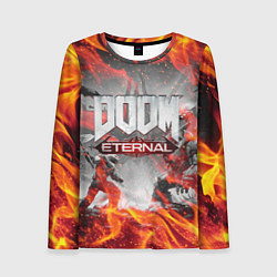 Лонгслив женский DOOM ETERNAL ДУМ ПАЛАЧ РОКА В ОГНЕ, цвет: 3D-принт