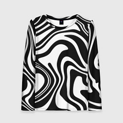 Лонгслив женский Черно-белые полосы Black and white stripes, цвет: 3D-принт