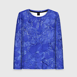 Лонгслив женский Синие мазки, цвет: 3D-принт