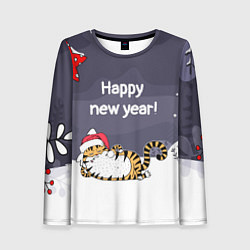 Лонгслив женский Happy New Year 2022 Тигр, цвет: 3D-принт