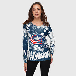 Лонгслив женский Коламбус Блю Джекетс, Columbus Blue Jackets, цвет: 3D-принт — фото 2