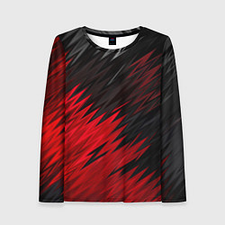 Женский лонгслив ЧЁРНО КРАСНЫЕ КРАСКИ RED BLACK STRIPES