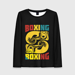 Лонгслив женский Бокс, Boxing, цвет: 3D-принт