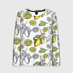 Лонгслив женский Лимонный паттерн, цвет: 3D-принт